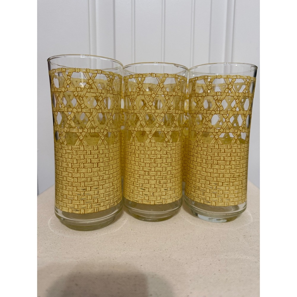 Vintage‎ Libbey Basket Weave Pattern Highball Glasses Set of 6